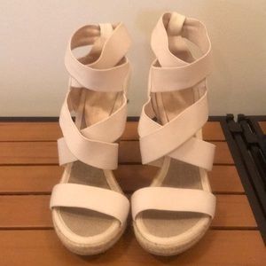 Club Monaco Cream wedge espadrilles